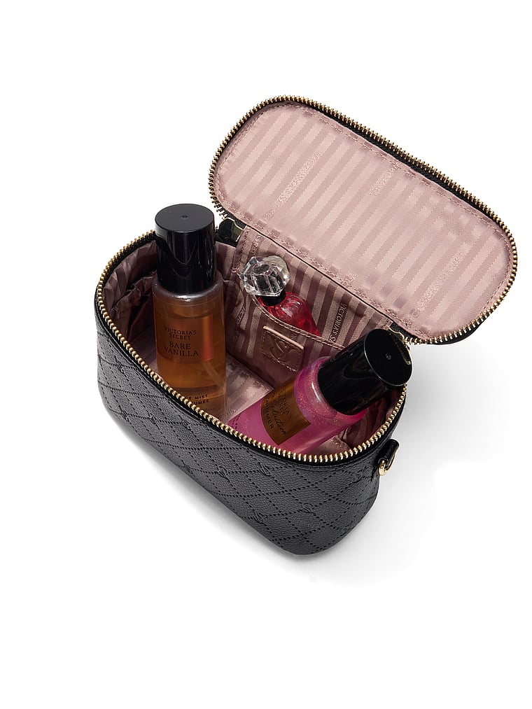 Victoria's Secret, Victoria's Secret Train Case Crossbody Bag, Black, onModelBack, 2 of 4