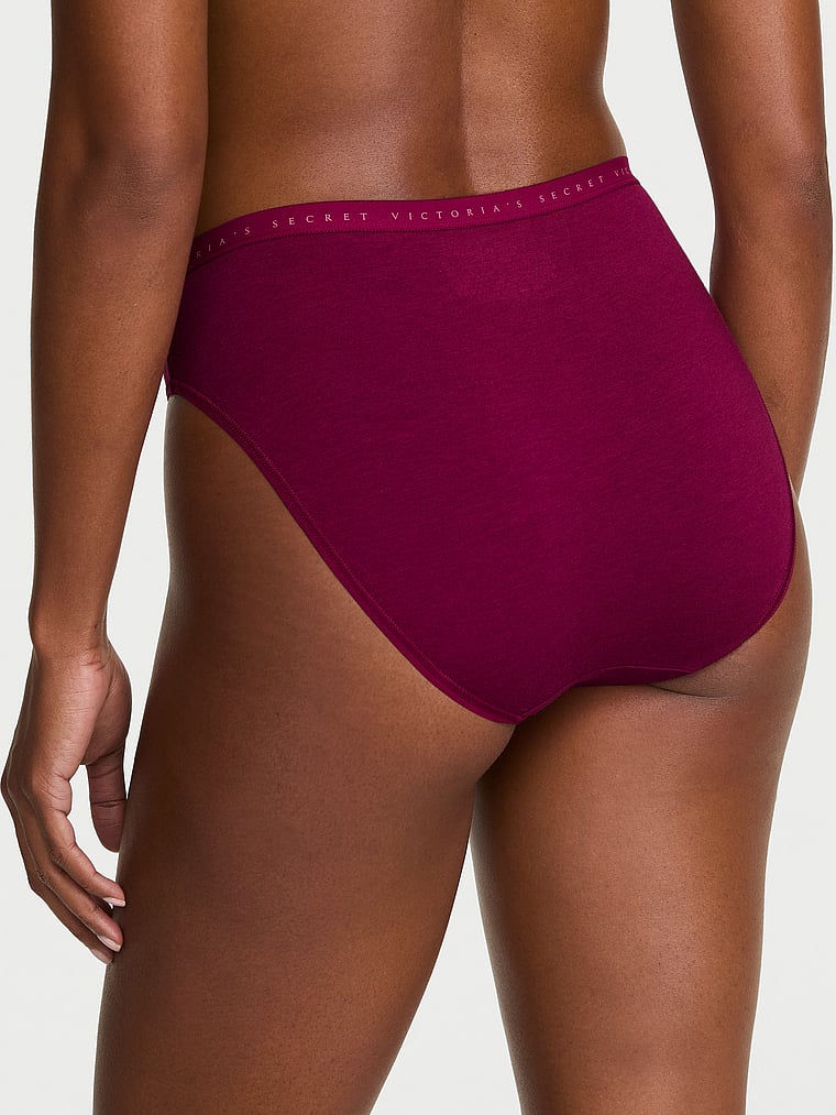 Victoria's Secret, Victoria's Secret Cotton Lace-Trim High-Leg Brief Panty, Fresh Jam, onModelBack, 2 of 3 Tsheca  is 5'9" or 175cm and wears Small