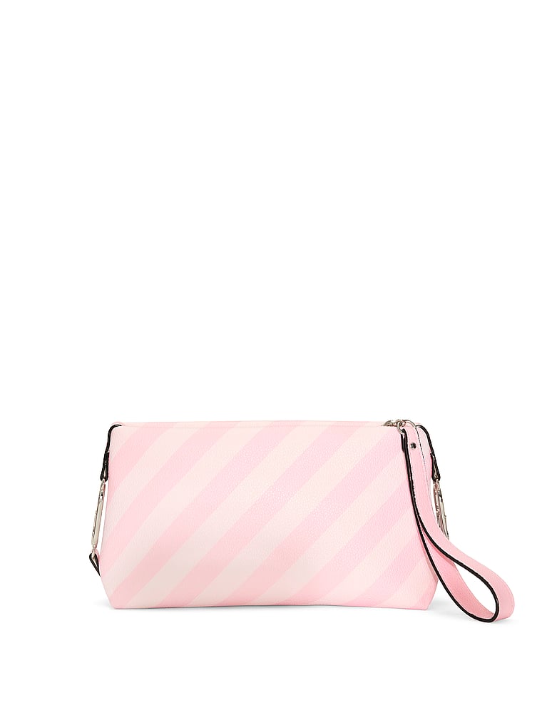 Victoria's Secret, Victoria's Secret Straw Clutch Crossbody Bag, Heritage Stripe, onModelSide, 3 of 5