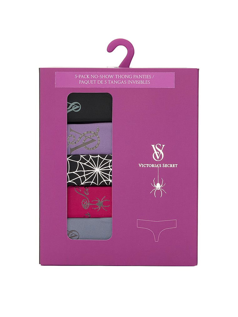 Victoria's Secret, Victoria's Secret 5-Pack No-Show Thong Panties, Multi, detail, 2 of 2