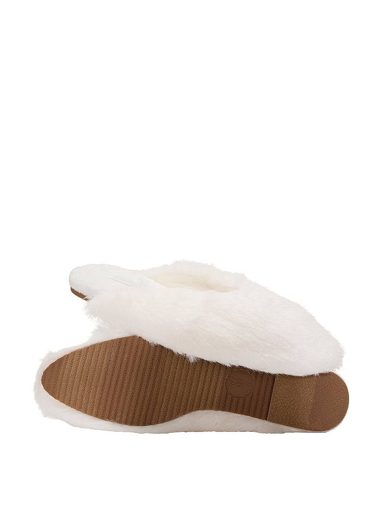 Victoria's Secret, Victoria's Secret Faux Fur Closed-Toe Mule Slippers, Coconut White, onModelBack, 2 of 2