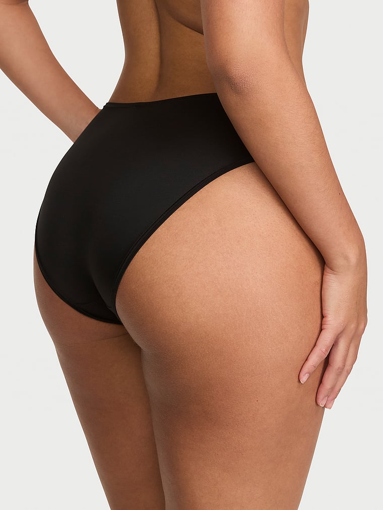 Victoria's Secret, Love Cloud Mid-Rise Bikini Panty, Black, onModelBack, 2 of 3 Breanna is 5'8" or 173cm and wears Large