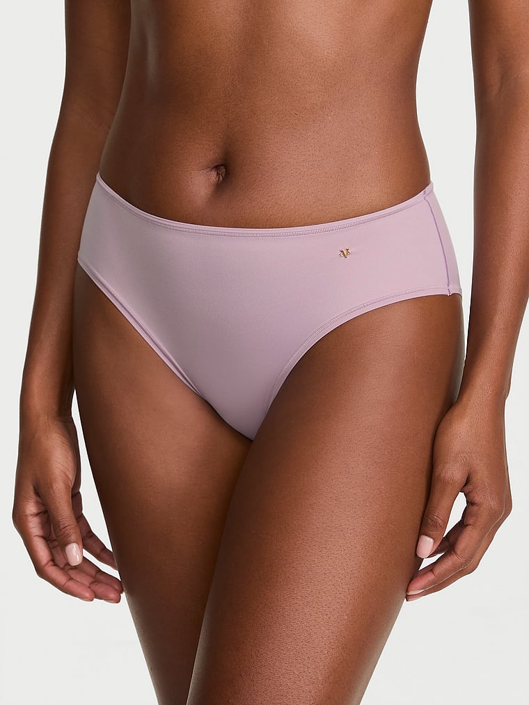 Victoria's Secret, Love Cloud Mid-Rise Bikini Panty, Deep Hyacinth, onModelFront, 1 of 3 Tsheca  is 5'9" or 175cm and wears Small