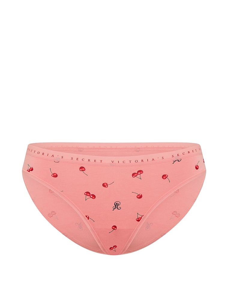 Victoria's Secret, Victoria's Secret Stretch Cotton Halloween Bikini Panty, Bloom Pink Cherries, offModelFront, 3 of 3