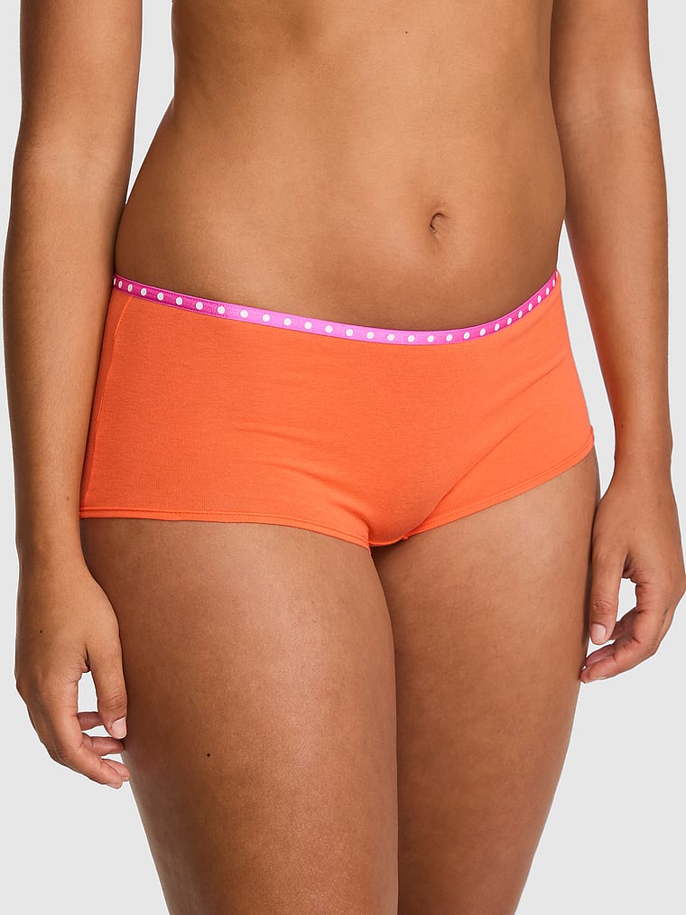 PINK Lacie Logo Boyshort Panty, Half Baked with Heritage Graphic, onModelBack, 2 of 3 Vanessa is 5'10" or 178cm and wears Small