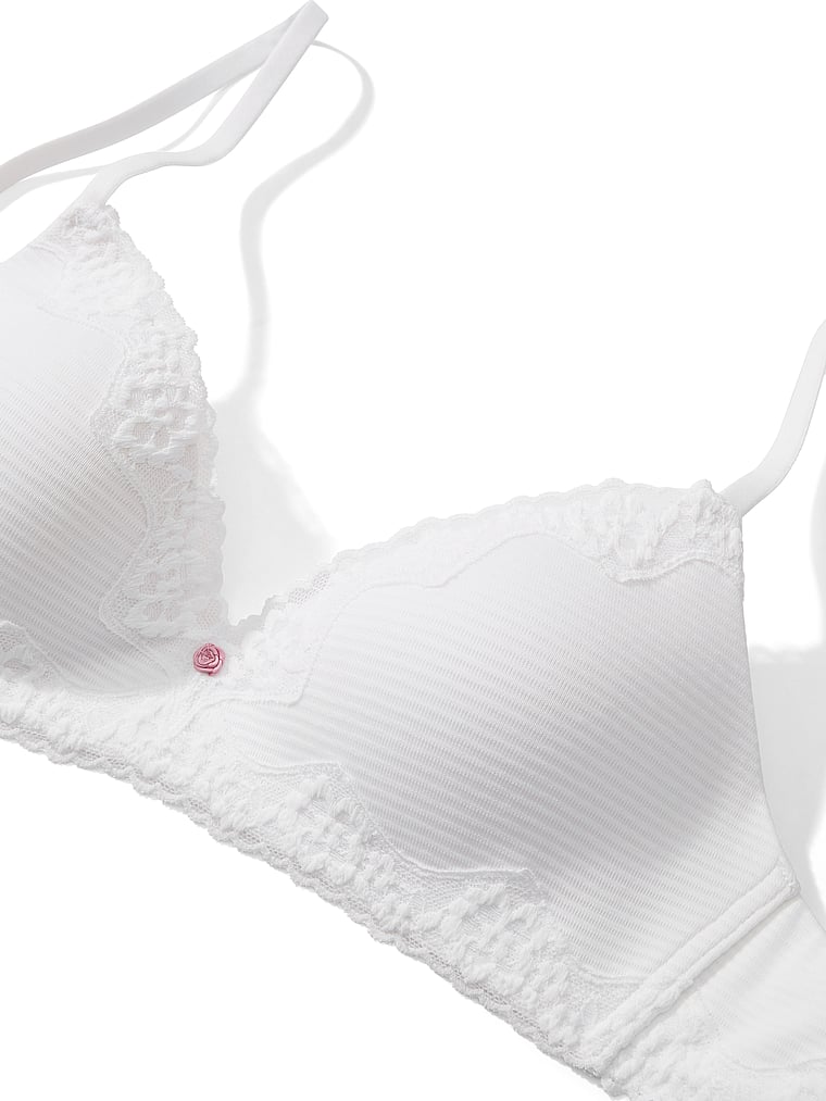 Victoria's Secret, The T-shirt Lightly Lined Wireless Bra, Vs White, detail, 4 of 4