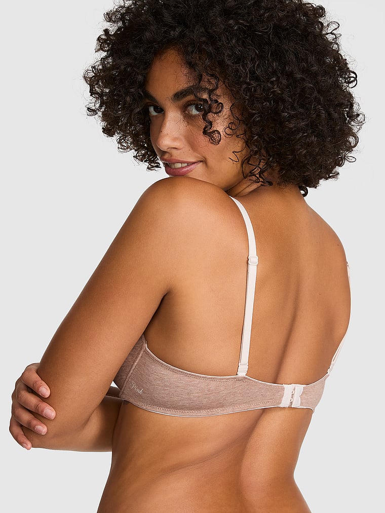 PINK Wear Everywhere™ Super Push-Up Bra, Heather Praline, onModelBack, 2 of 3