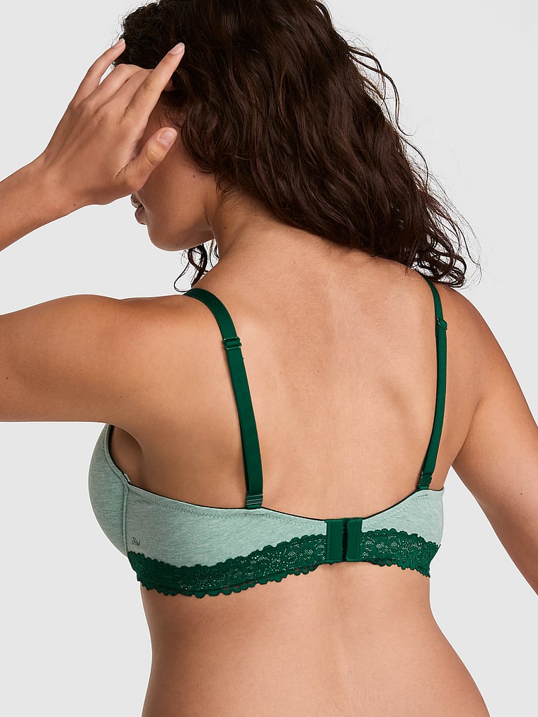 PINK Wear Everywhere™ Push-Up Bra, Heather Soft Sage, onModelBack, 2 of 4