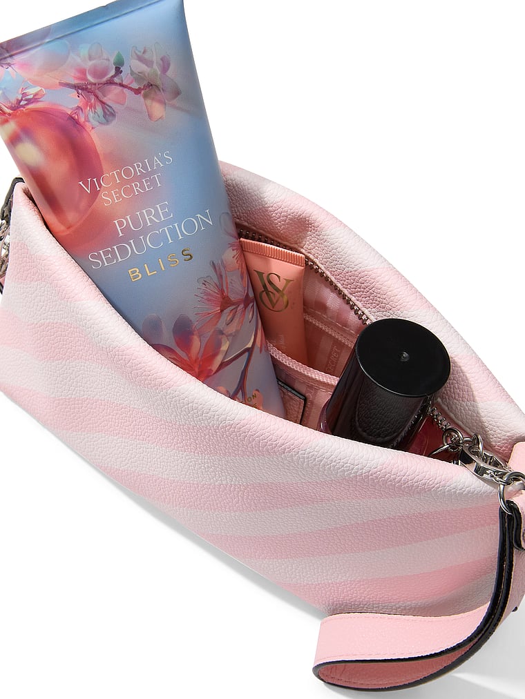 Victoria's Secret, Victoria's Secret Straw Clutch Crossbody Bag, Heritage Stripe, detail, 5 of 5