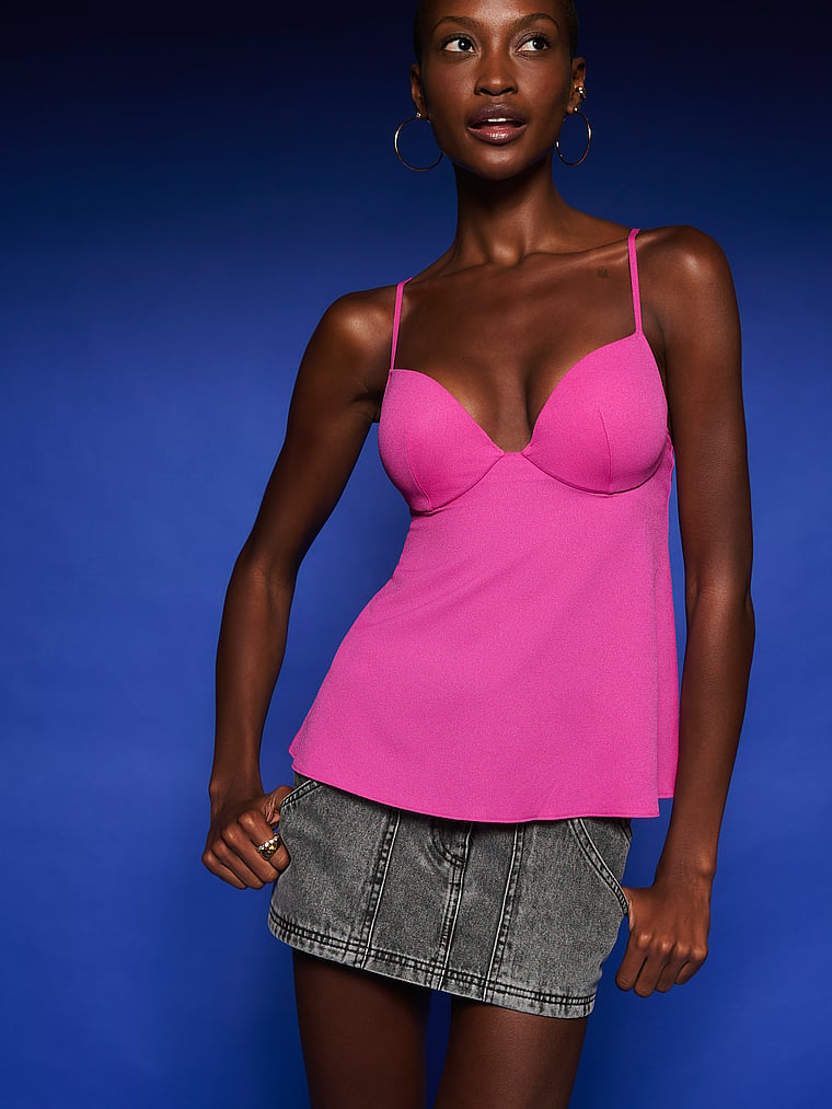 Victoria's Secret, Very Sexy Push-Up Cami Top, Pink Fire, onModelSide, 3 of 4