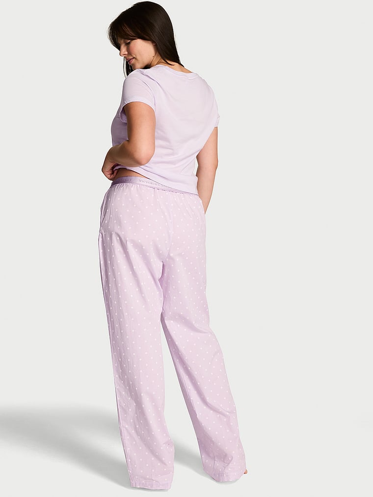 Victoria's Secret, Victoria's Secret Mix & Match Sleep Heritage Cotton Pajama Pants, Purple Whisper Dots, onModelBack, 2 of 3