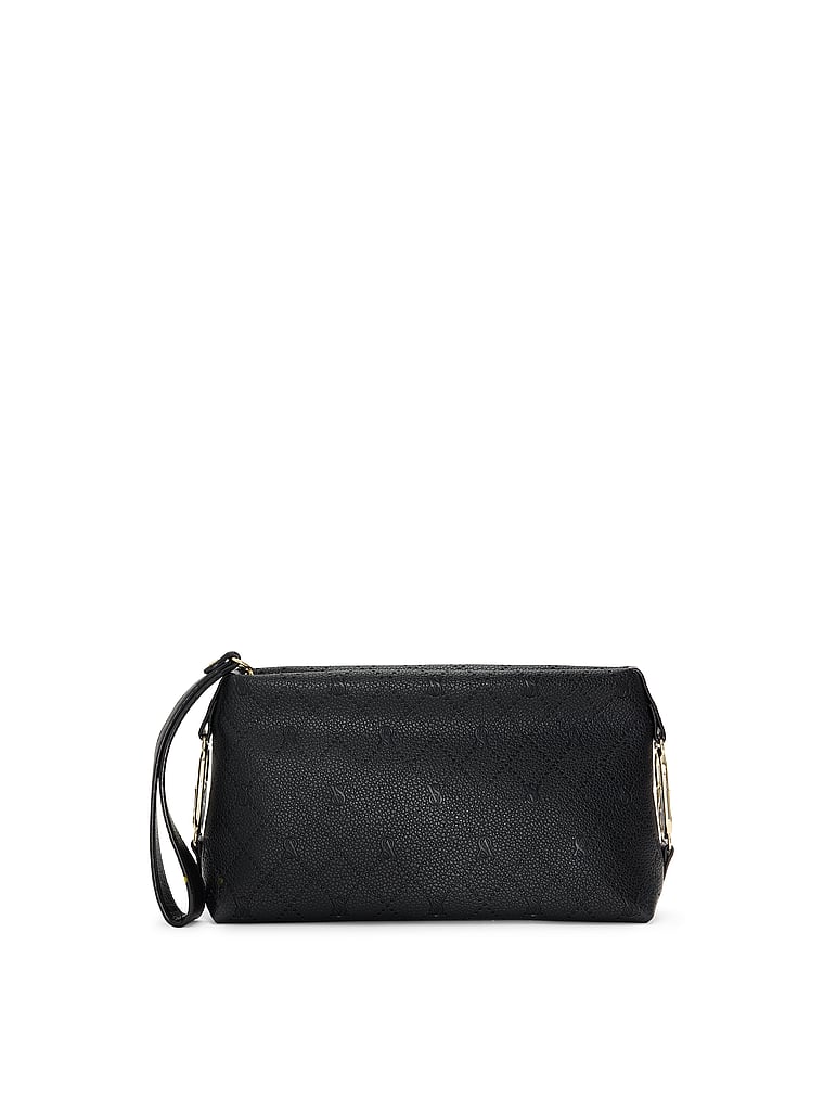 Victoria's Secret, Victoria's Secret Wristlet Zip Clutch, Black, onModelFront, 1 of 4