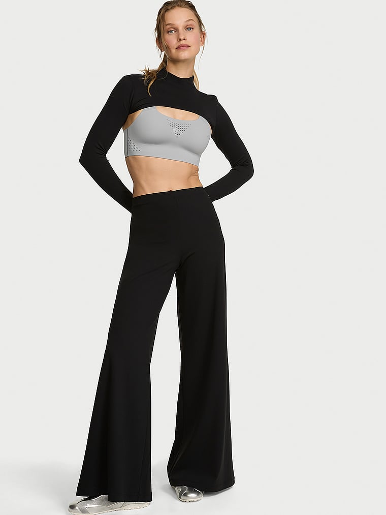 Victoria's Secret, VSX VSX Elevate™ Ultra Wide-Leg Pant, Black, onModelFront, 1 of 3
