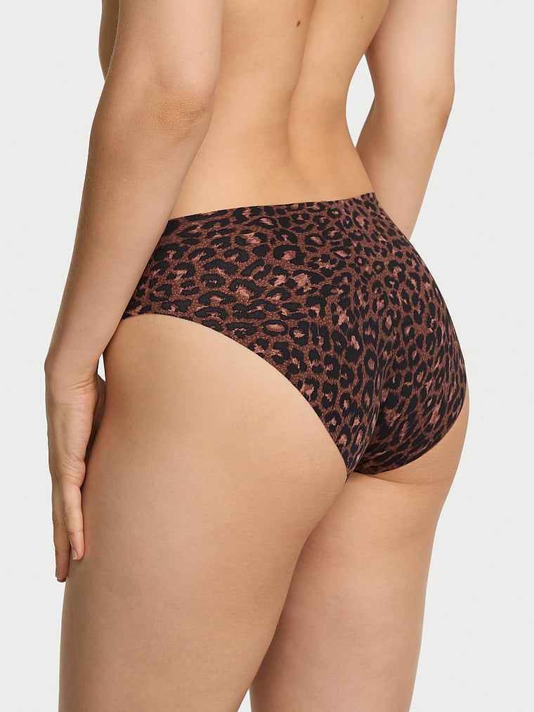 Victoria's Secret, No-Show No-Show High-Shine Mid-Rise Bikini Panty, Ganache Leopard, onModelBack, 2 of 3