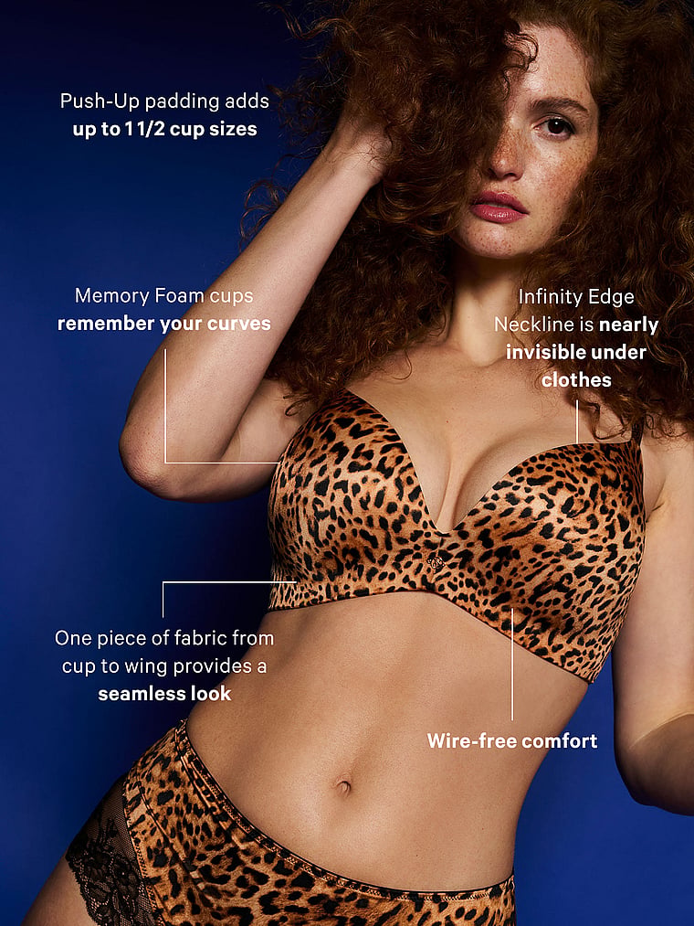Victoria's Secret, Very Sexy So Obsessed Shine Strap Wireless Push-Up Bra, New Leopard, detail, 4 of 5