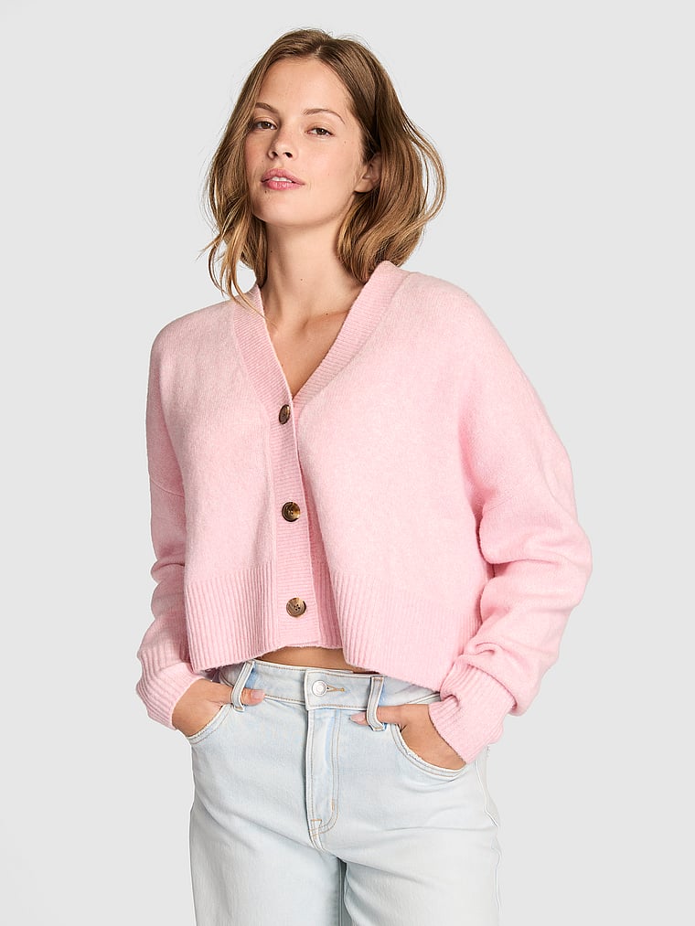 Comfy Girl Cropped V-Neck Cardigan