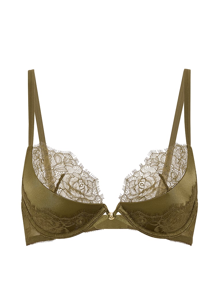 Victoria's Secret, Very Sexy Envy Low-Cut Push-Up Bra, Green Chameleon, offModelFront, 3 of 3