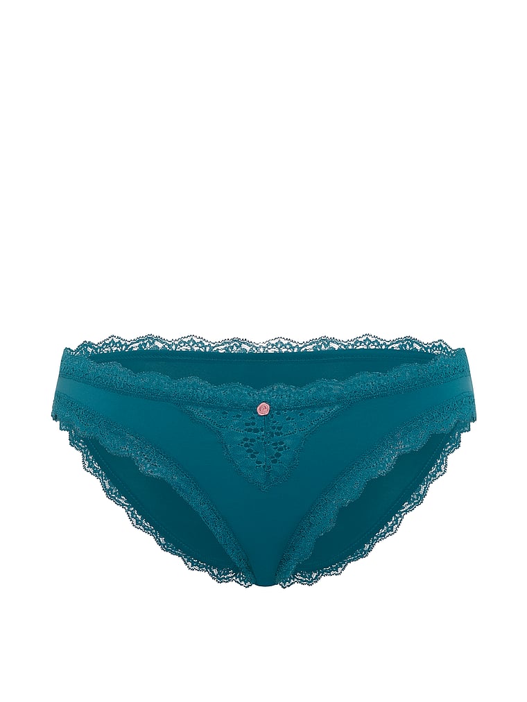 Victoria's Secret, Dream Angels Lace Bikini Panty, Aquarium Blue, offModelFront, 3 of 3