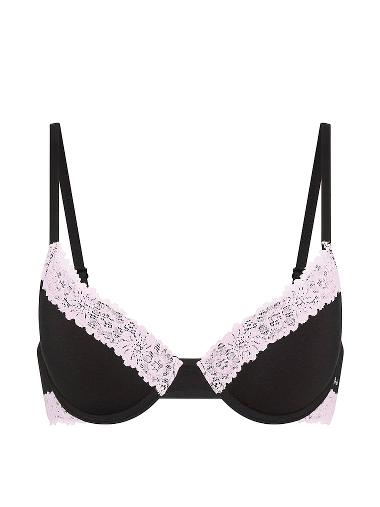 PINK Wear Everywhere™ Push-Up Bra, Black, offModelFront, 3 of 3