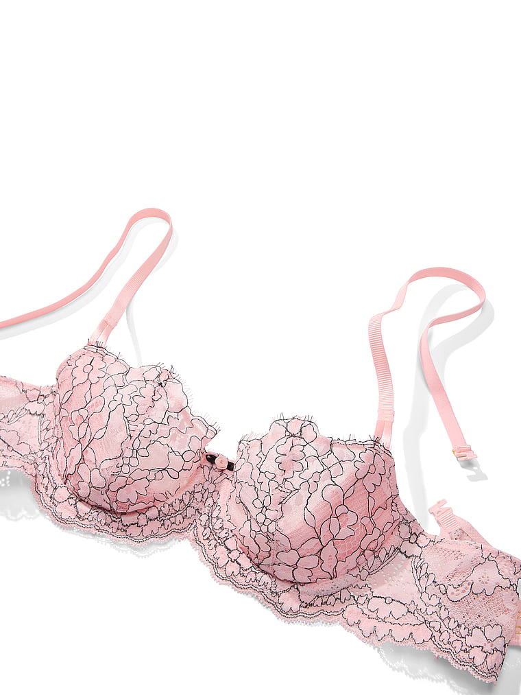Victoria's Secret, Dream Angels Wicked Unlined Lace Balconette Bra, Angel Pink, detail, 6 of 7