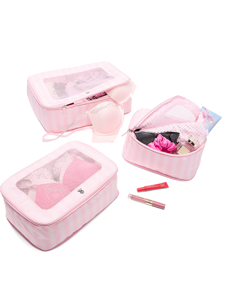 Victoria's Secret, Victoria's Secret 3-Piece Compression Packing Cubes Set, Heritage Stripe, detail, 3 of 3