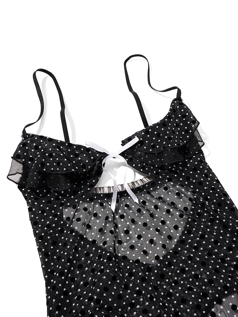Victoria's Secret, Victoria's Secret Tease Lace Cupped Bodysuit, Black Dots, detail, 5 of 5