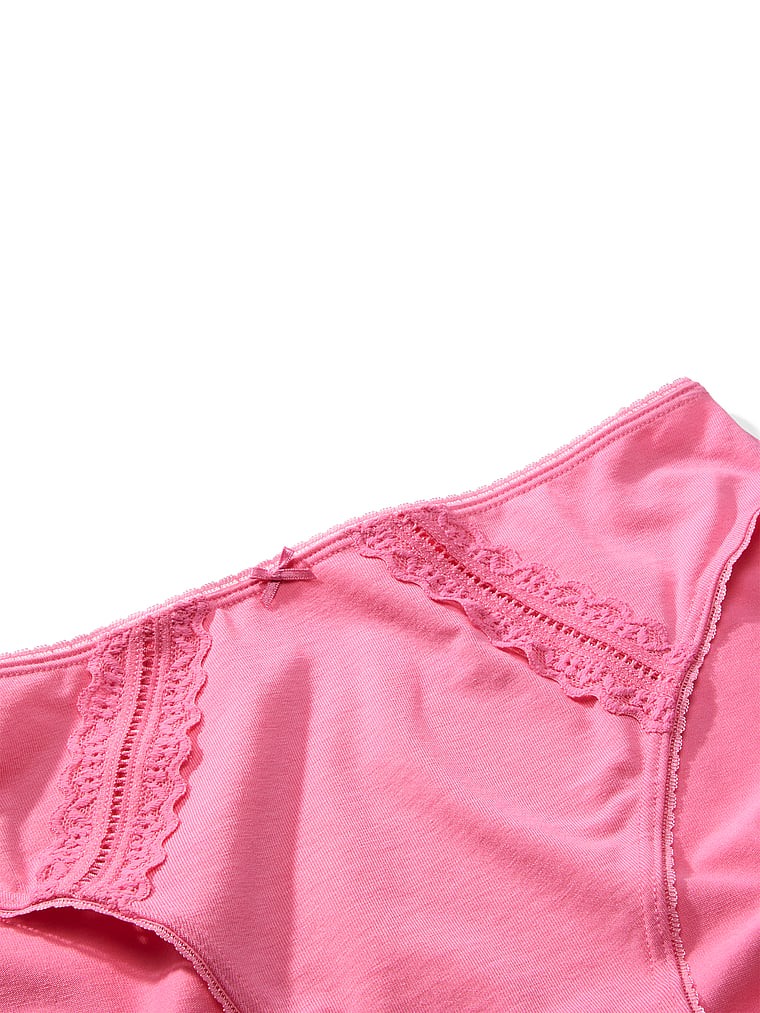 Victoria's Secret, Victoria's Secret Cotton Lace-Trim High-Leg Brief Panty, detail, 4 of 4