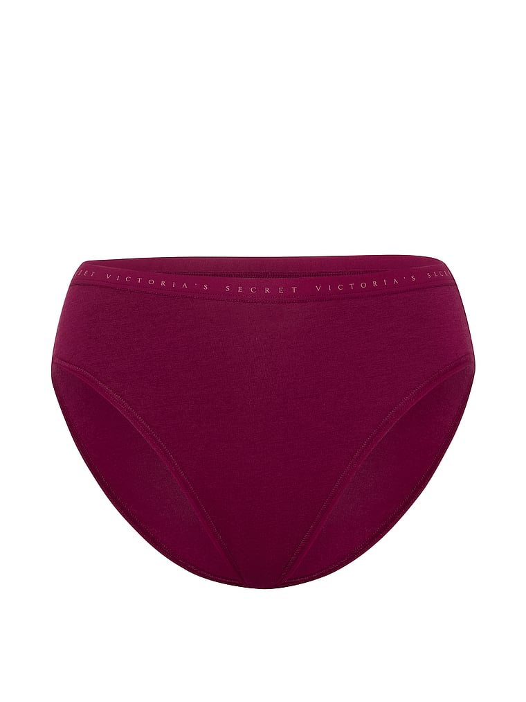 Victoria's Secret, Victoria's Secret Cotton Lace-Trim High-Leg Brief Panty, Fresh Jam, offModelFront, 3 of 3