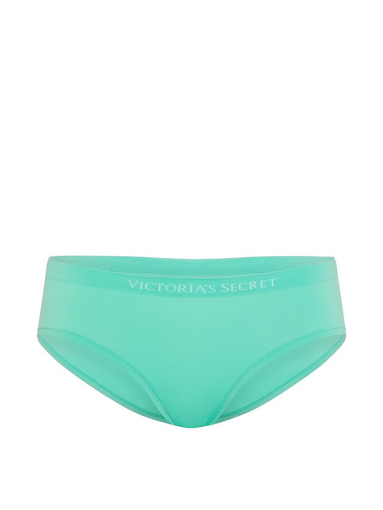 Victoria's Secret, Seamless Seamless Hiphugger Panty, Scuba Blue, offModelFront, 3 of 3