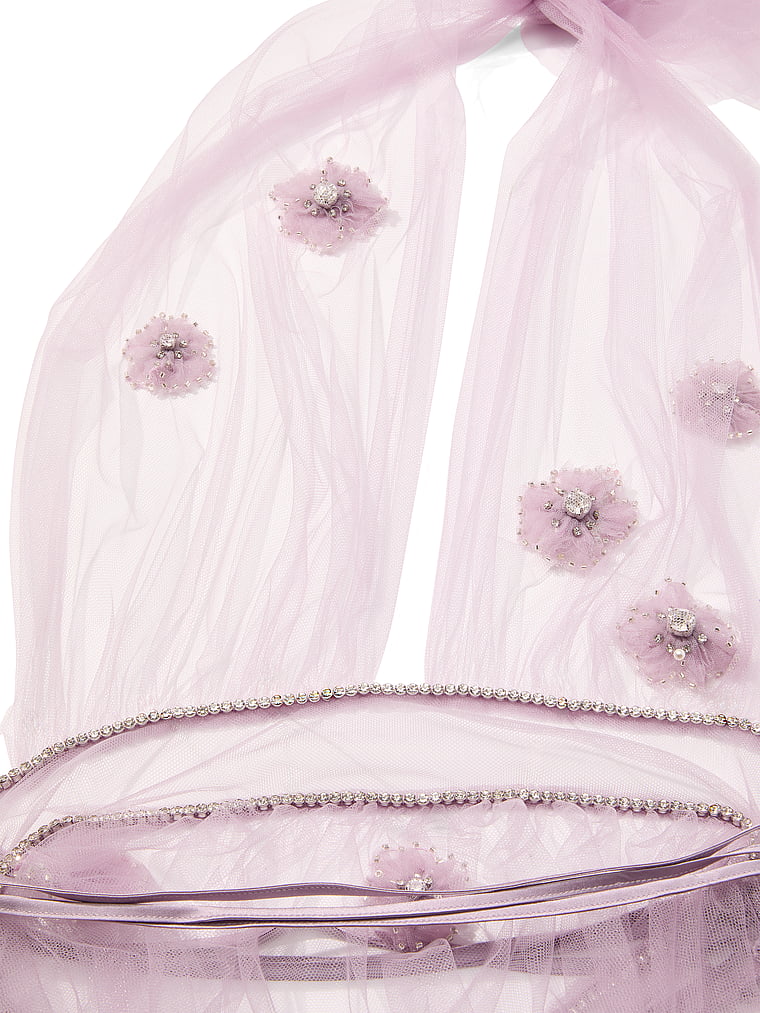 Victoria's Secret, Dream Angels Atelier Victoria's Secret Ethereal Embellished Tulle Mini Dress, Deep Hyacinth, detail, 5 of 5