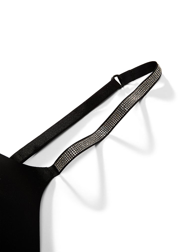 Victoria's Secret, Very Sexy Bombshell Logo Shine Strap Add-2-Cups Push-Up Bra, Black, detail, 5 of 5