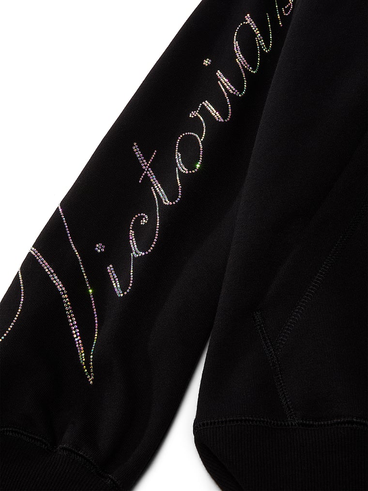 Victoria's Secret, Angel Essentials Iconic Fleece Hoodie, Black, detail, 4 of 4