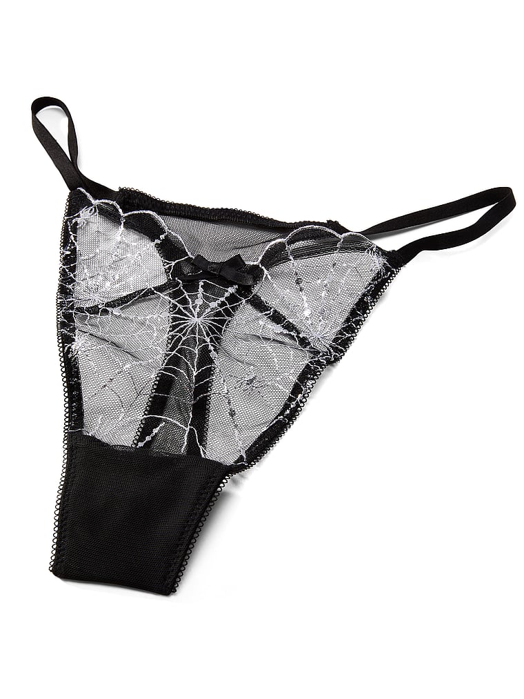 Buy Tease Spider Embroidery Brazilian Panty, Black Spiderweb