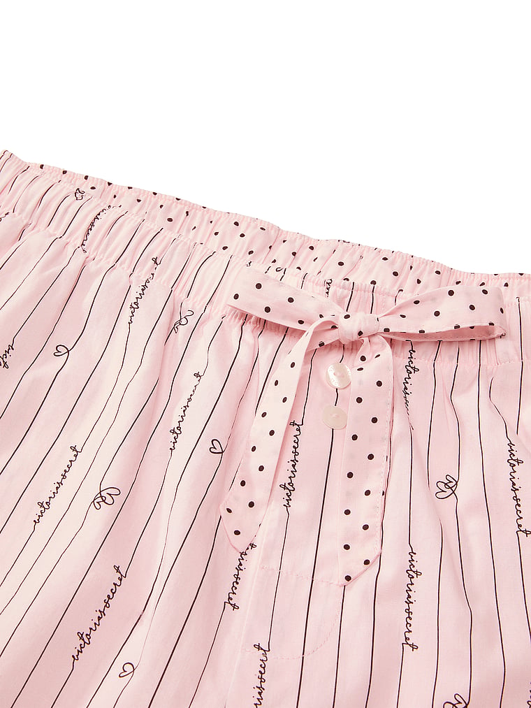 Victoria's Secret, Victoria's Secret Mix & Match Sleep Heritage Cotton Pajama Pants, Angel Pink Heart Stripes, detail, 4 of 4