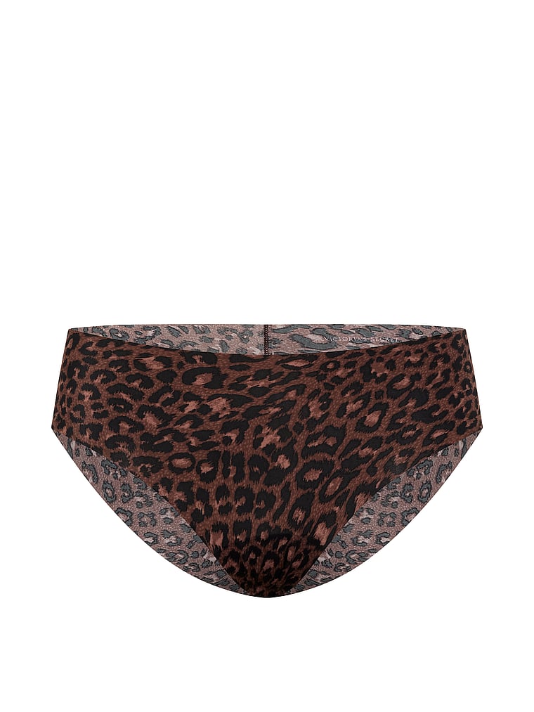 Victoria's Secret, No-Show No-Show High-Shine Mid-Rise Bikini Panty, Ganache Leopard, offModelFront, 3 of 3
