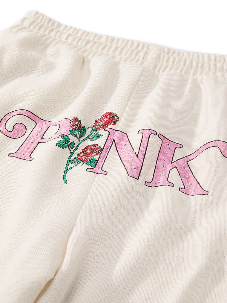 PINK Campus Fleece™ Wide-Leg Split-Hem Sweatpants, Cozy White, onModelBack, 2 of 4