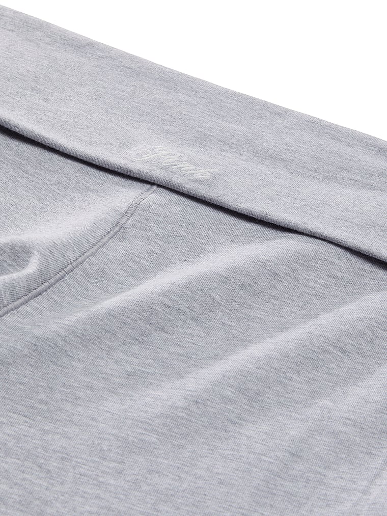 PINK Soft Modal Foldover Super Flare Leggings, Heather Grey, detail, 4 of 4