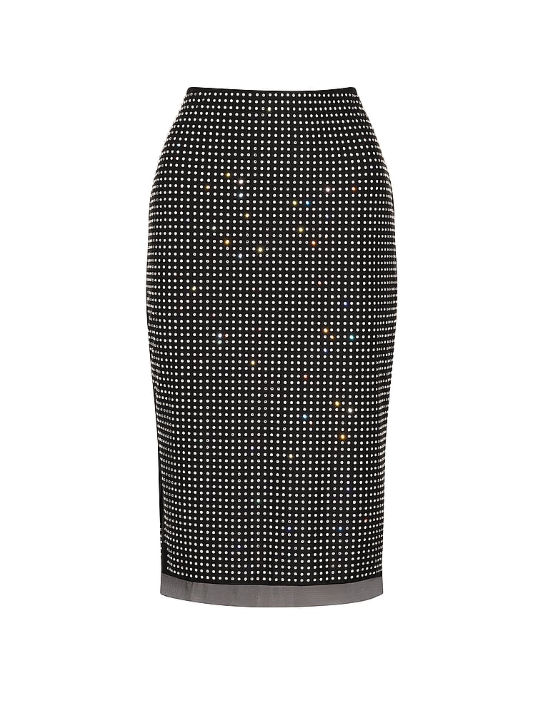 Victoria's Secret, Very Sexy Shine Pencil Skirt, Black, offModelFront, 3 of 3