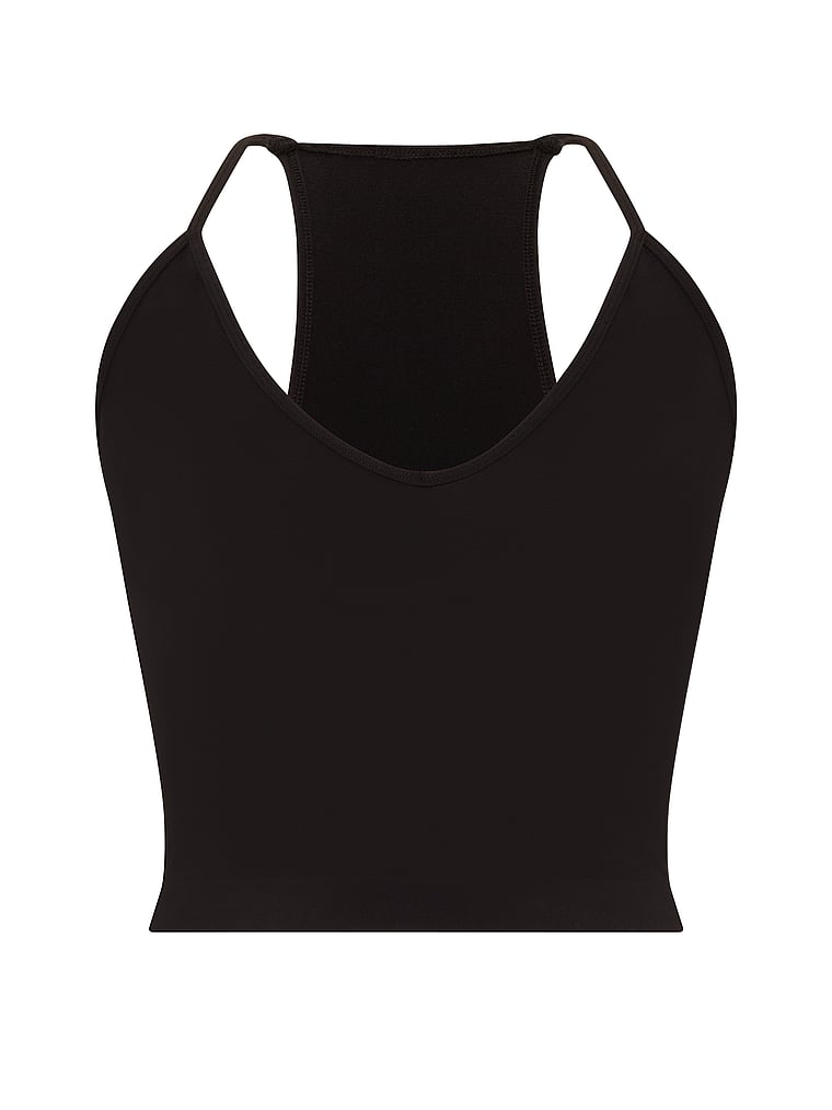 Victoria's Secret, Victoria's Secret Smooth Seamless Racerback Tank Top, Black, offModelFront, 3 of 3