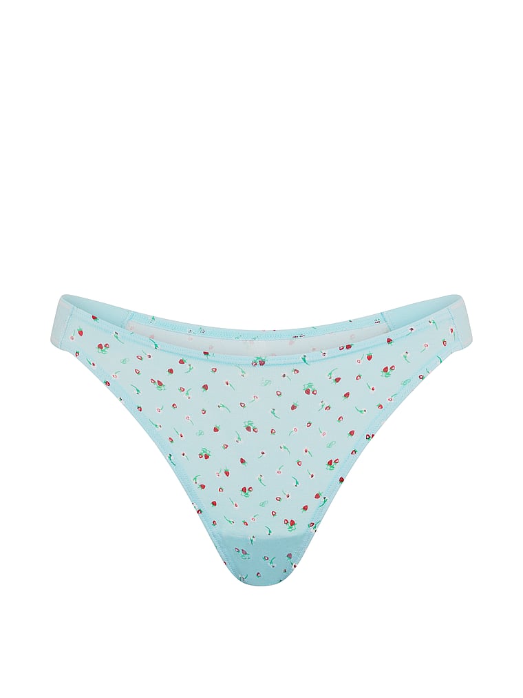PINK Bling Lacie Logo Scoop Thong, Stream Blue Strawberry , offModelFront, 3 of 3