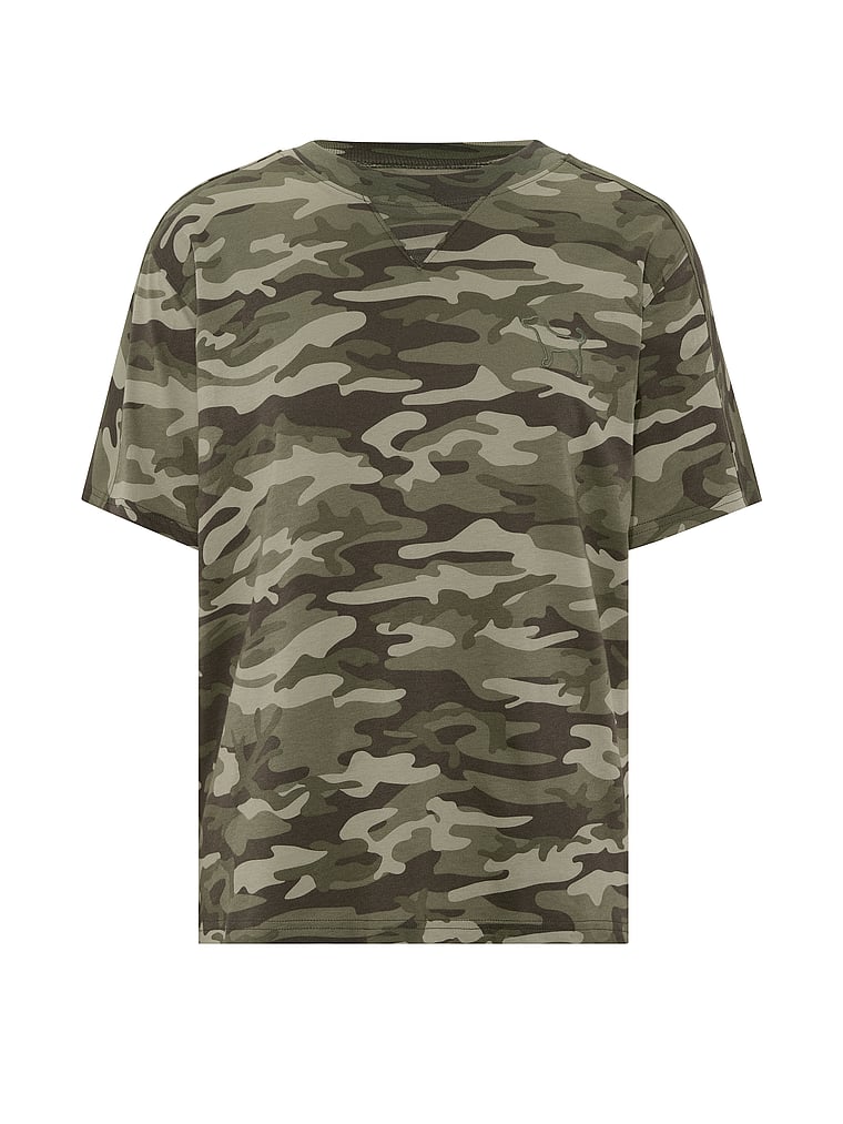 PINK Campus Cotton™ V-Stitch Crewneck Boxy Tee, offModelFront, 3 of 3