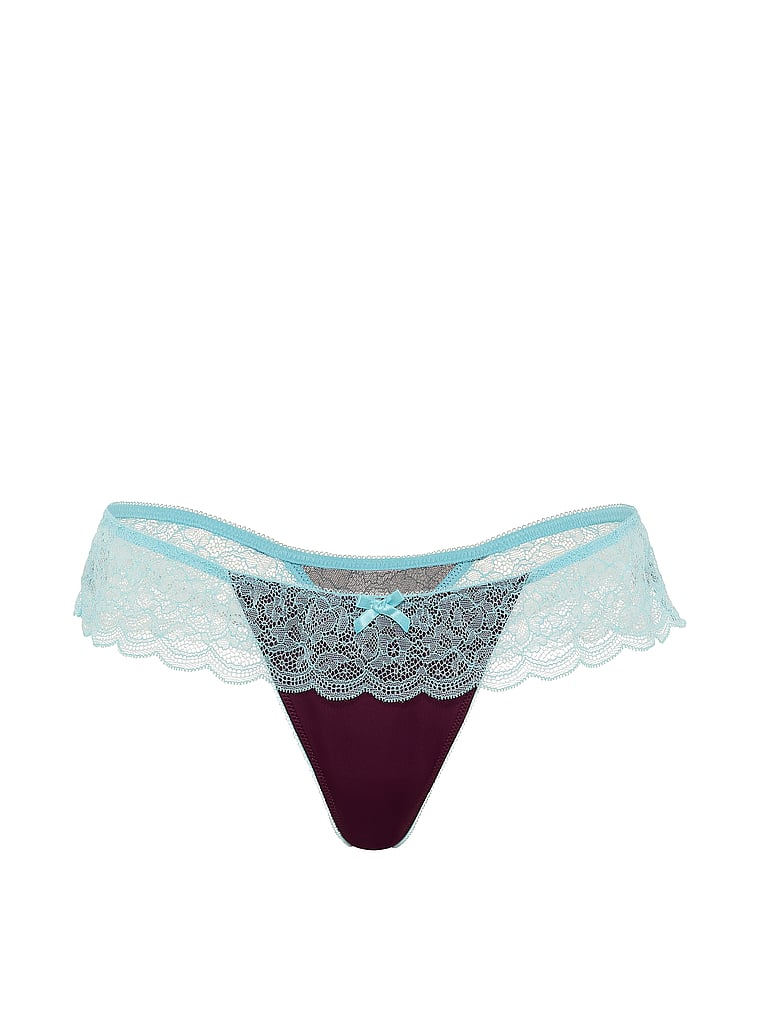 Victoria's Secret, Victoria's Secret Tease Dot Ruffle Skirted Thong Panty, Party On Purple, offModelFront, 3 of 3