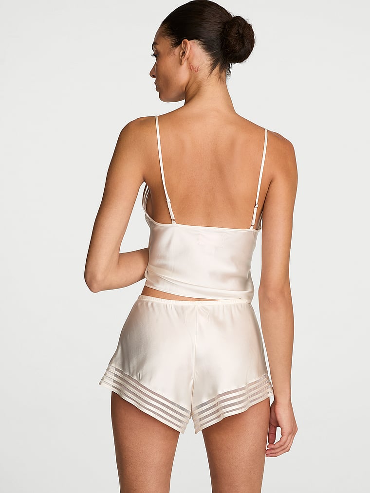 Victoria's Secret, Very Sexy Washable Silk Sheer Stripe Short, Coconut White, onModelBack, 2 of 3