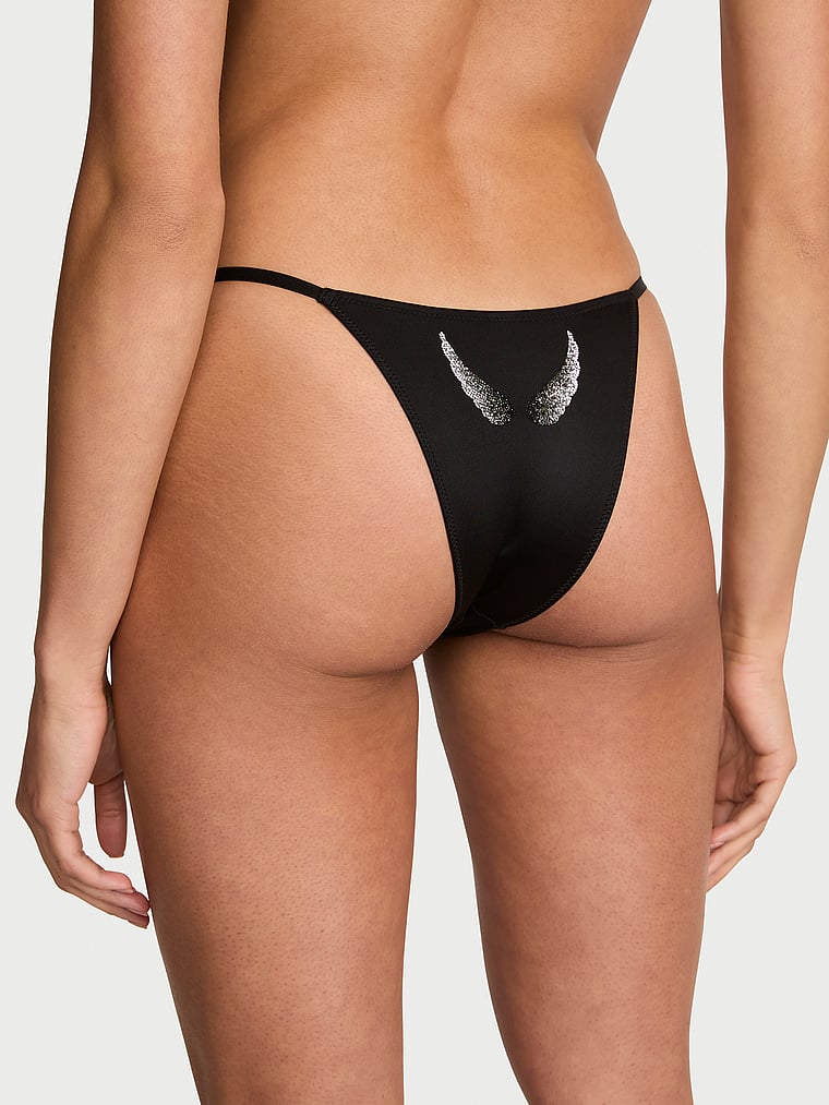 Victoria's Secret, Very Sexy Angel Shine Brazilian Panty, Black, onModelBack, 3 of 5