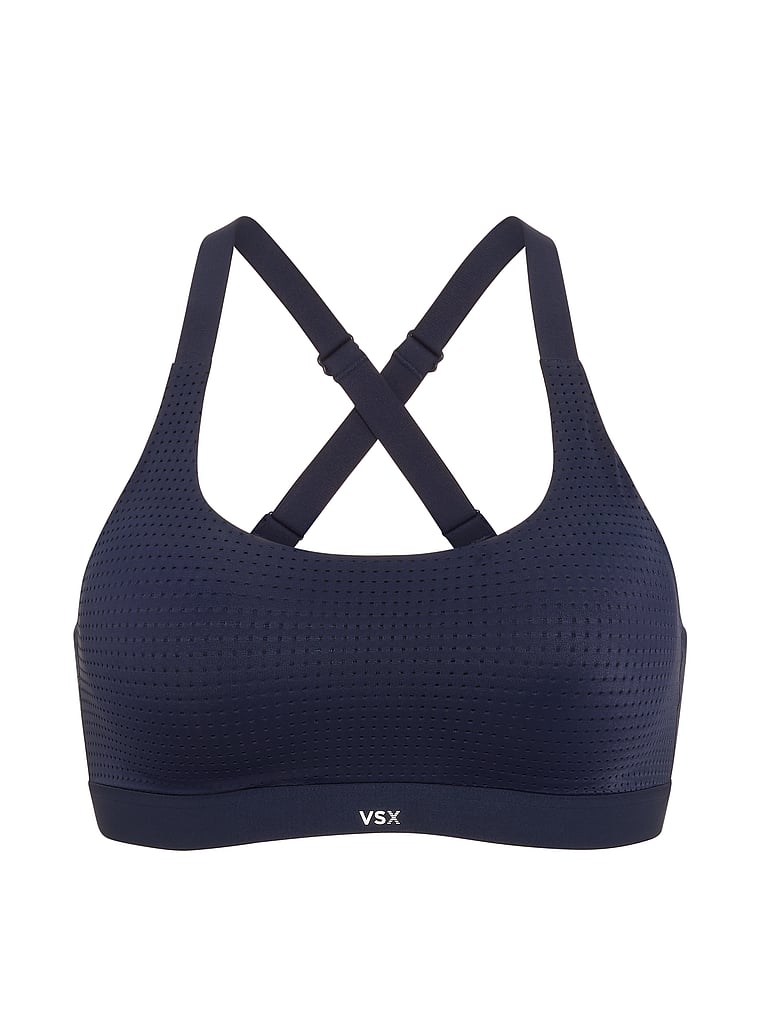 Victoria's Secret, VSX VSX Lightweight Mesh 2.0 Sports Bra, Impact Blue, offModelFront, 3 of 3