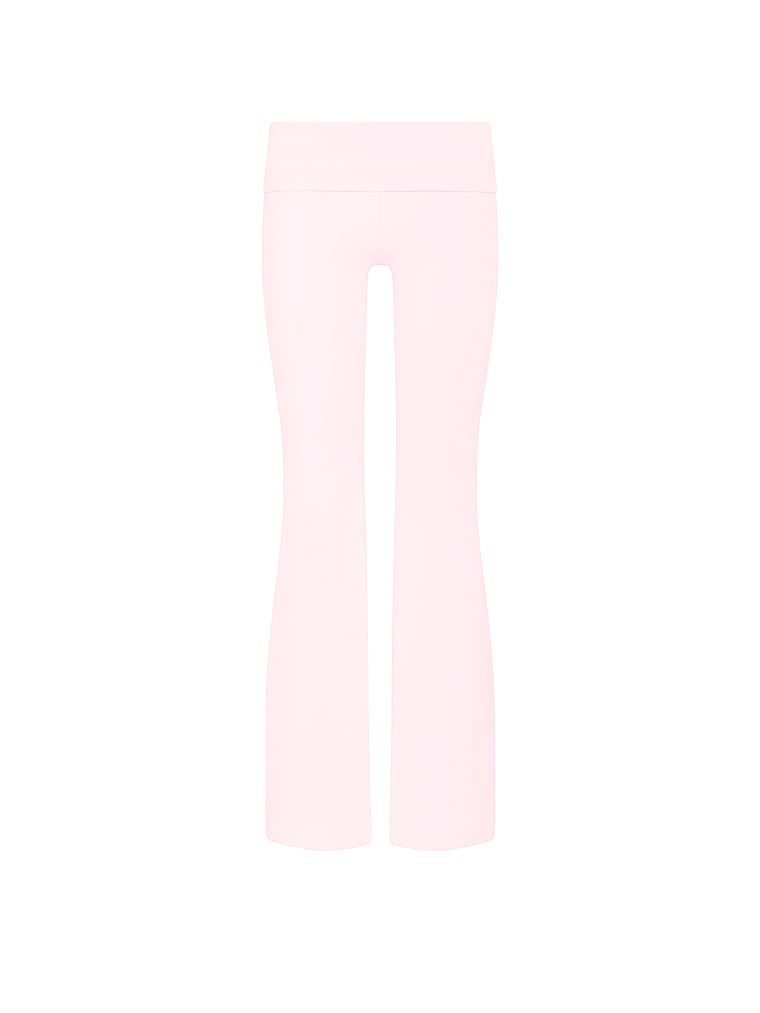 PINK Soft Modal Foldover Super Flare Leggings, Pink Tulip, offModelFront, 2 of 4