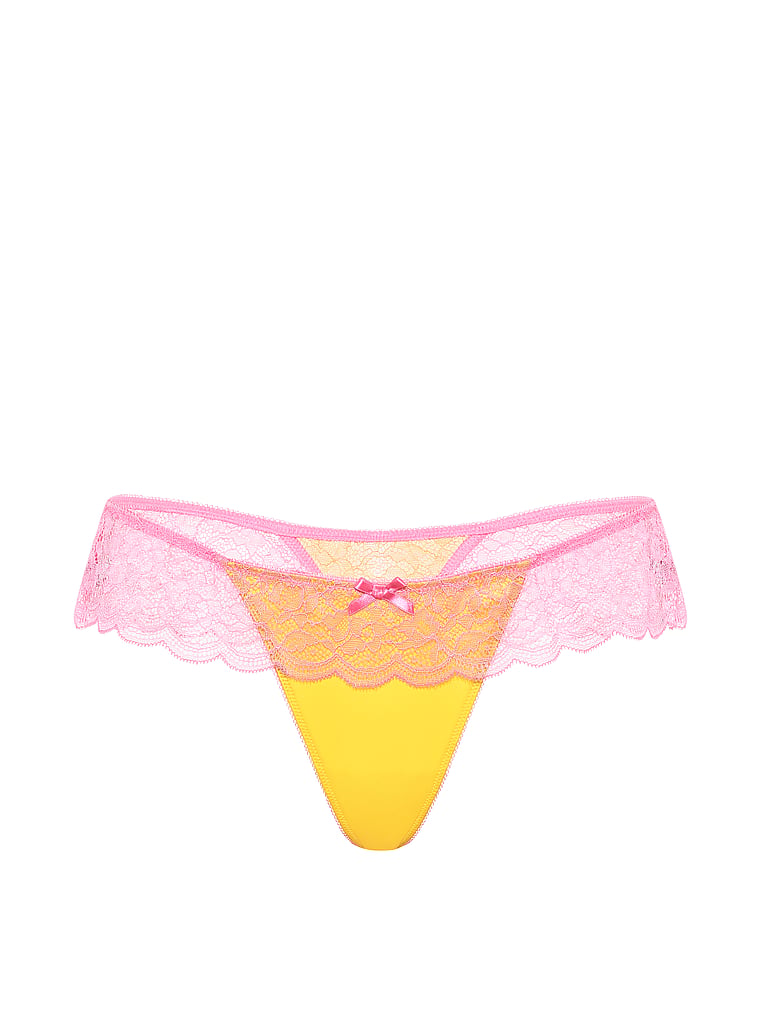 Victoria's Secret, Victoria's Secret Tease High-Leg Scoop Thong Panty, Star Fruit, offModelFront, 4 of 4