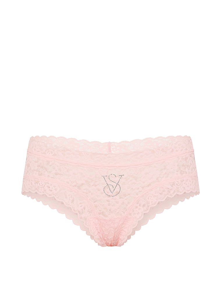 Victoria's Secret, The Lacie Lace Cheeky Panty, Angel Pink, offModelFront, 3 of 5