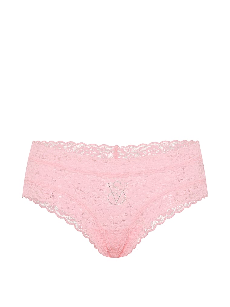 Victoria's Secret, The Lacie Butterfly Mesh Flutter Cheeky Panty, Victoria Pink, offModelFront, 3 of 3