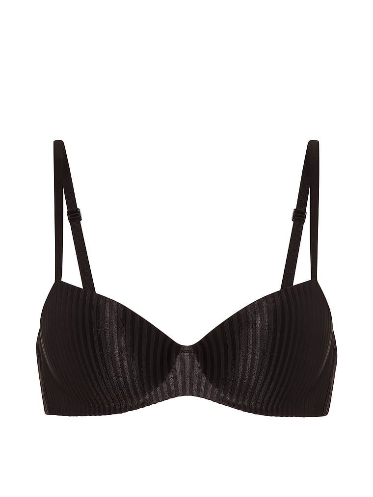 Victoria's Secret, Body by Victoria FlexFactor Lightly Lined Balconette Bra, Black, offModelFront, 3 of 3
